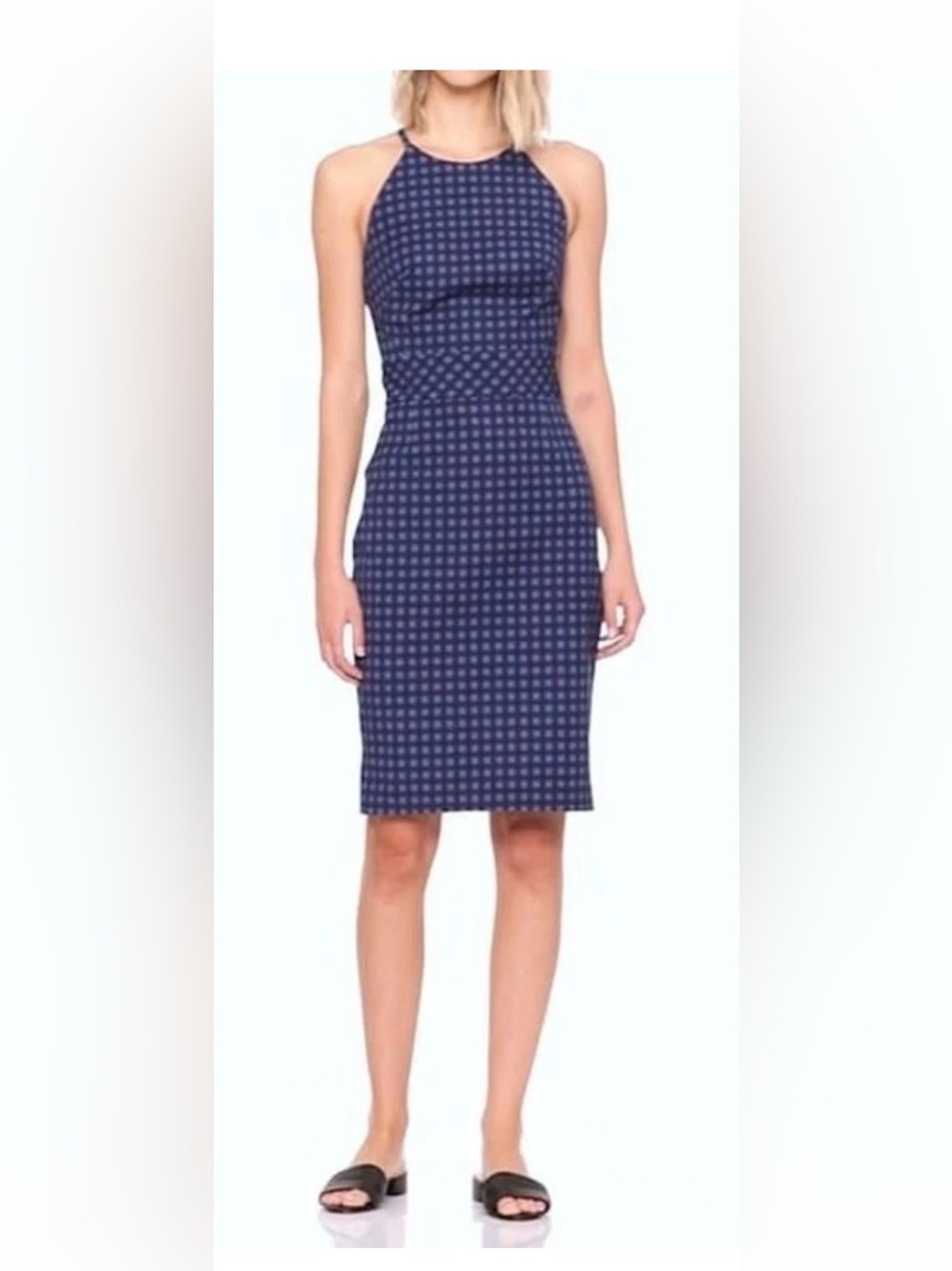 Banana Republic NWT Blue Gingham Bi-Stretch Sheath Dress 6P Preppy